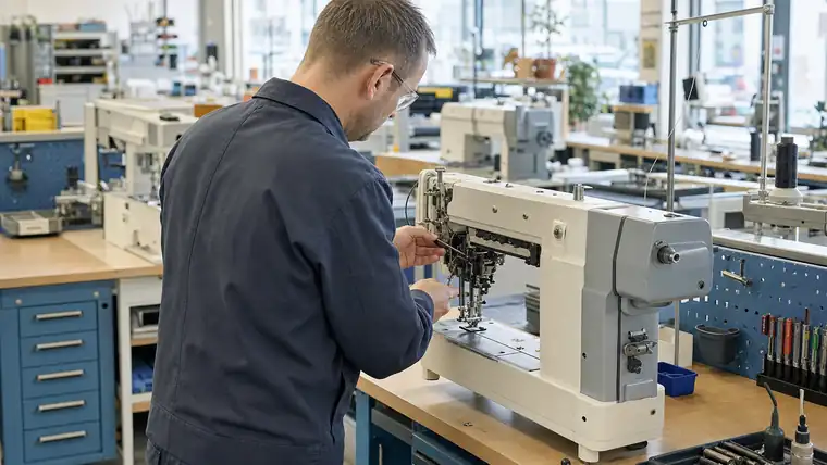 Produktionslinie und Montageplatz in heller Industriehalle
