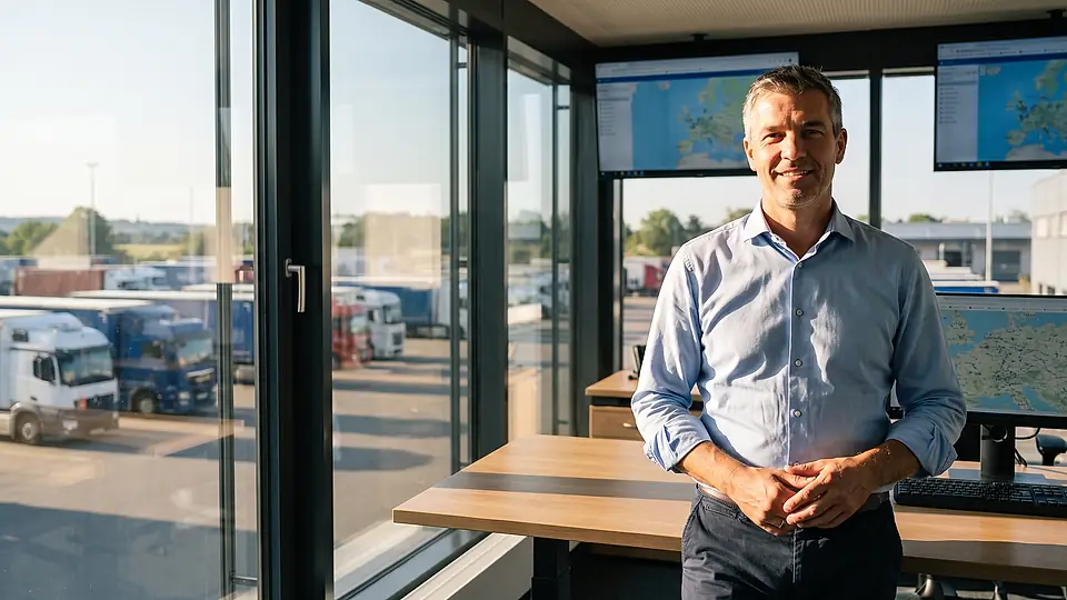 Ruhiger Büro- und Planungsplatz mit Blick auf industrielle Produktion