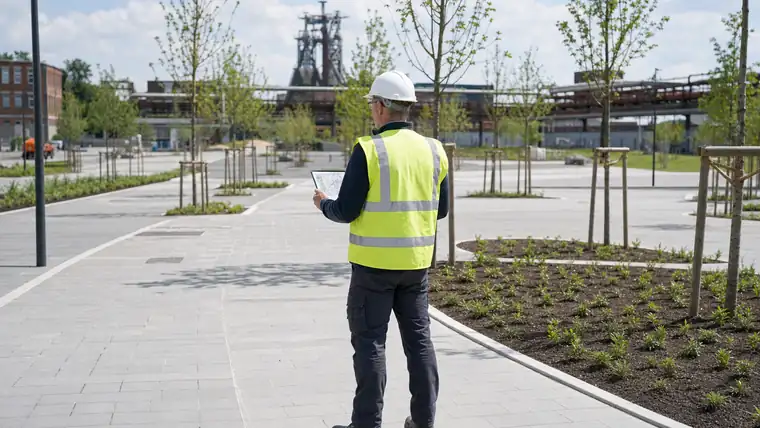 Führungskraft im Industriebüro mit Blick auf die Produktion