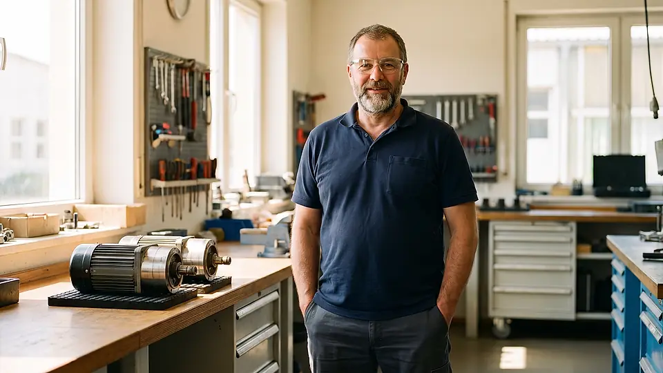 CNC-Zerspanungshalle mit Metallwerkstück und Spänen im Fokus