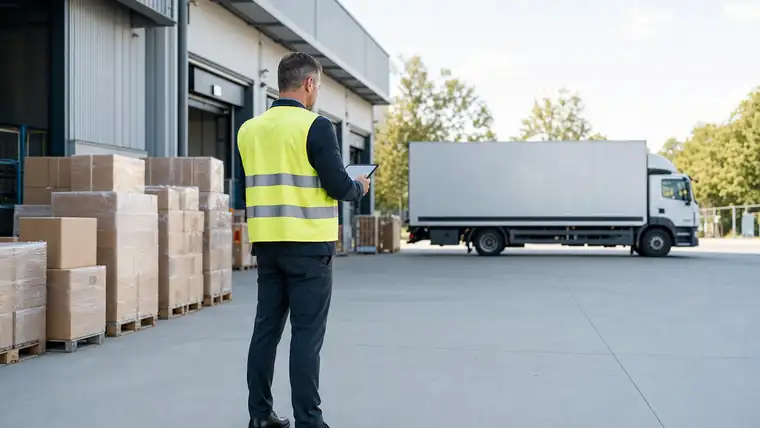 Ruhiger Büro- und Planungsplatz mit Blick auf industrielle Produktion